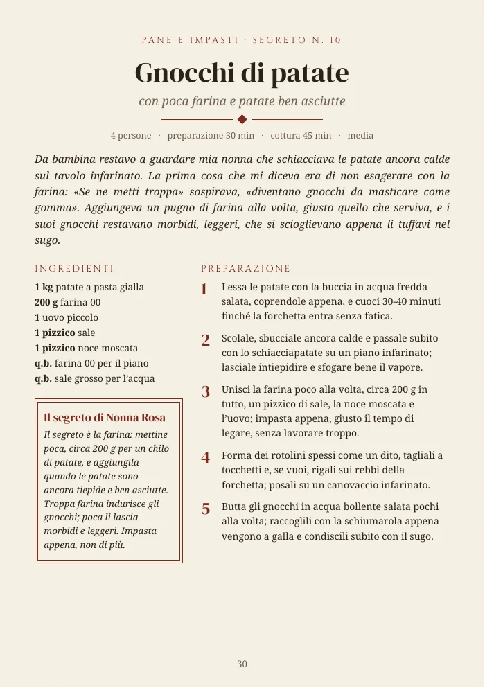 Una ricetta con il suo segreto